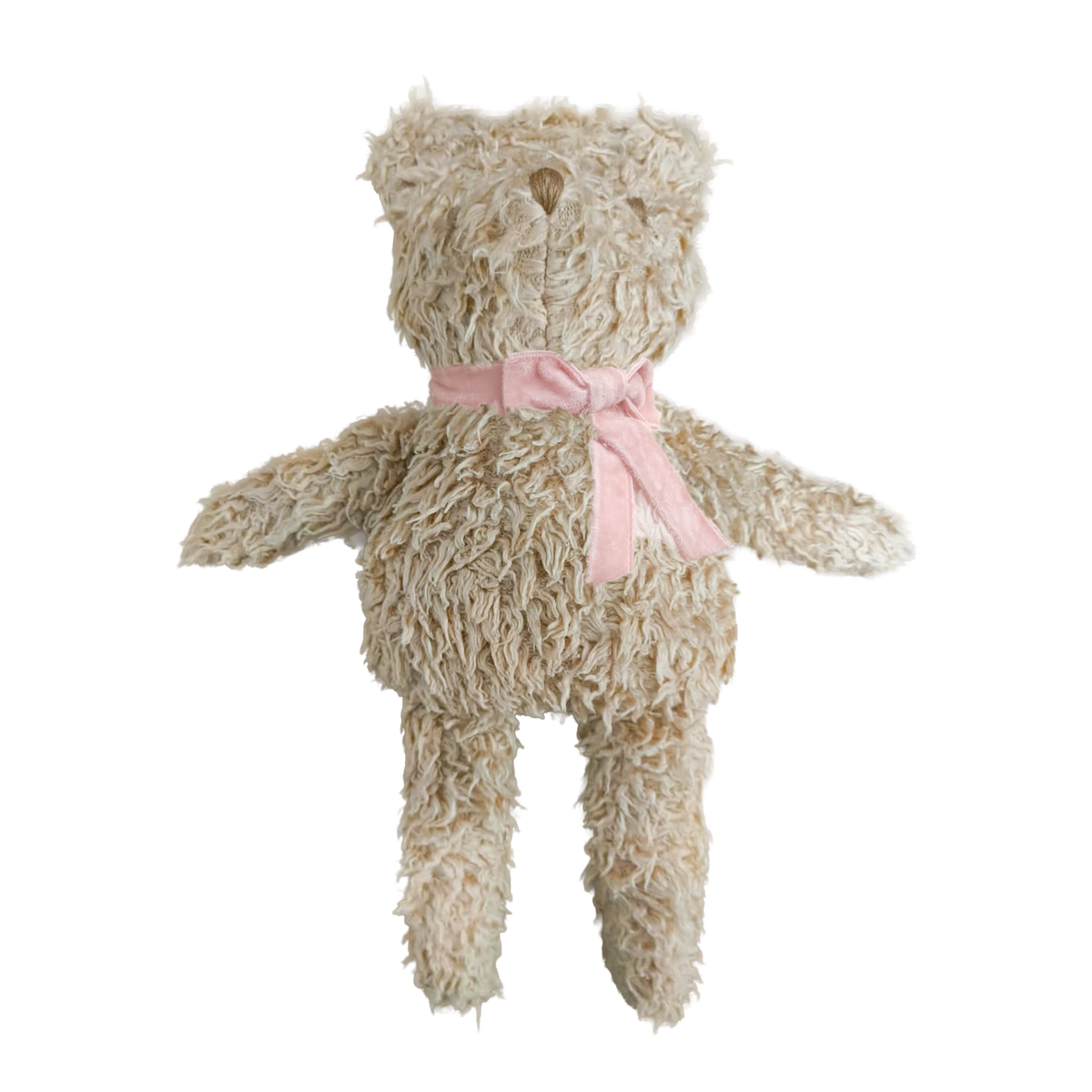 Sherpa Bear with Velvet Bow - Blush