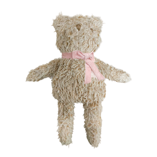Sherpa Bear with Velvet Bow - Blush