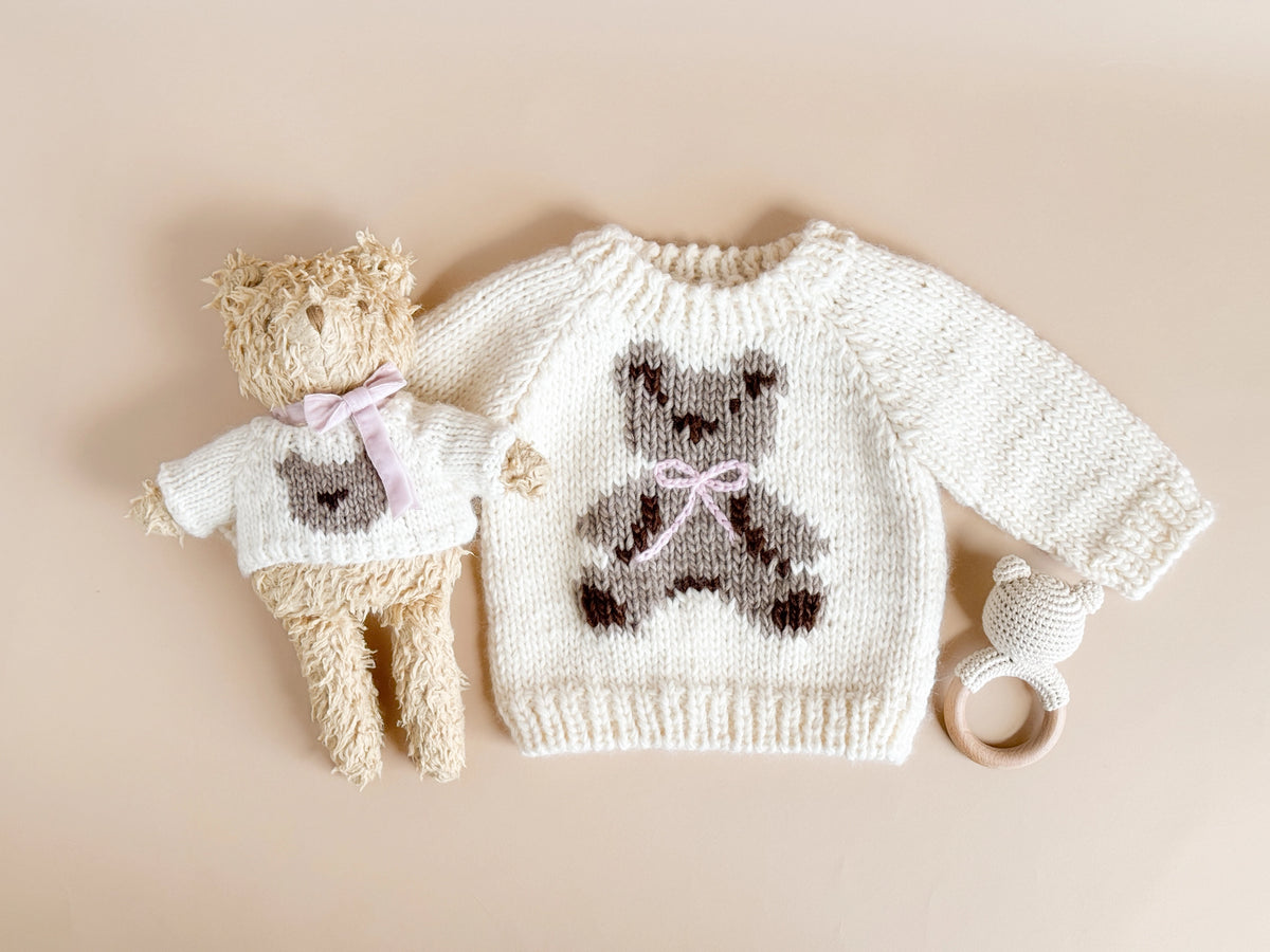 Baby Crew Neck Sweater - Teddy Bear Blush
