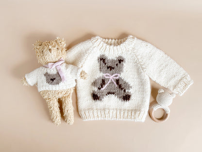 Baby Crew Neck Sweater - Teddy Bear Blush