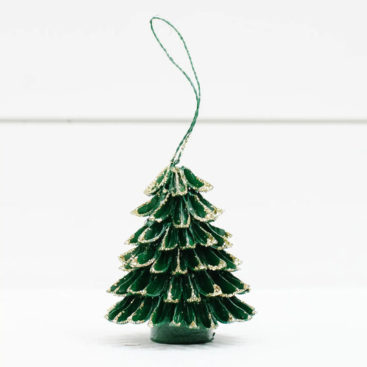 Ornament- Banaba Cone Tree Green 3.5"