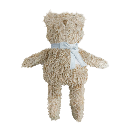 Sherpa Bear with Velvet Bow - Light Blue