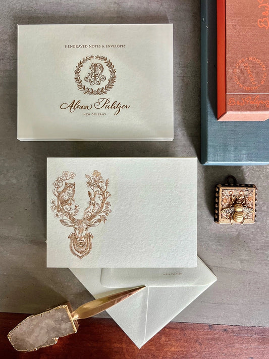 Note Cards - Into the Woods Engraved with Gold