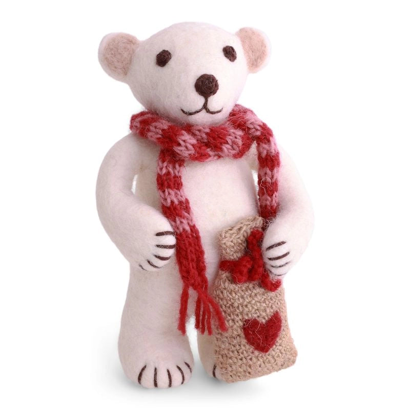 Felt White Polar Bear - with Gift Bag