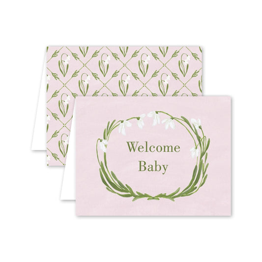 Card - Baby - Snowdrop Meadow Pink