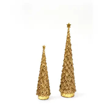 Tree - Slim Holly Tree Gold with Star 8.5"