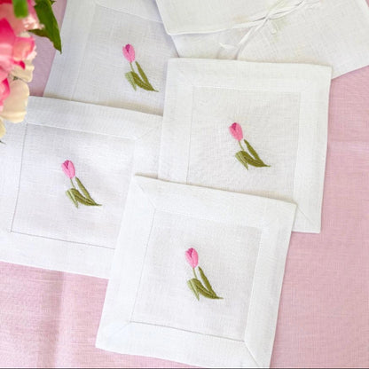 Cocktail Napkin Set - Pink Tulip