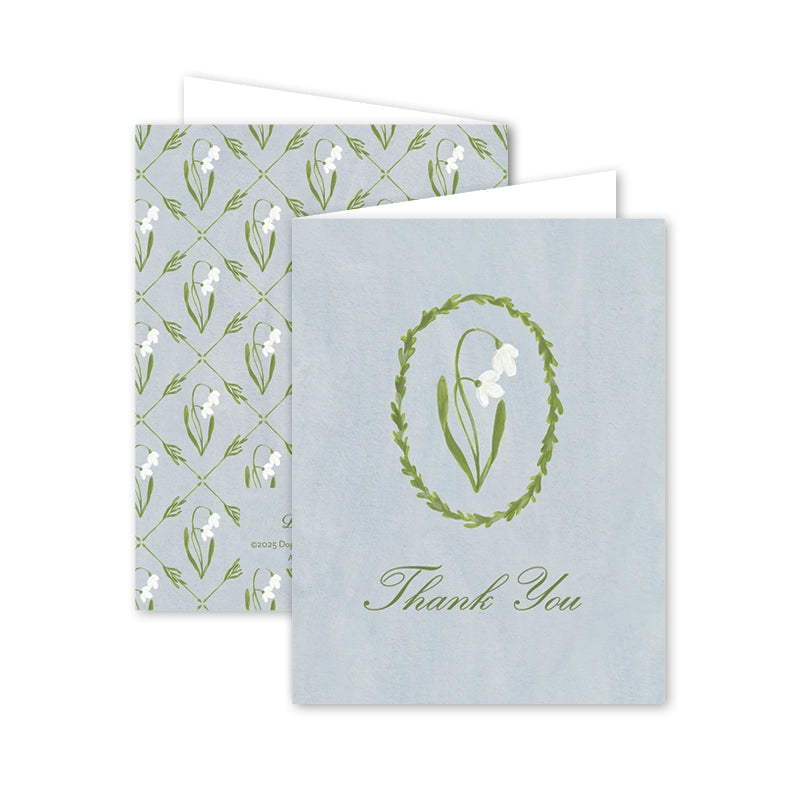 Card - Thank You - Snowdrop Meadow Blue