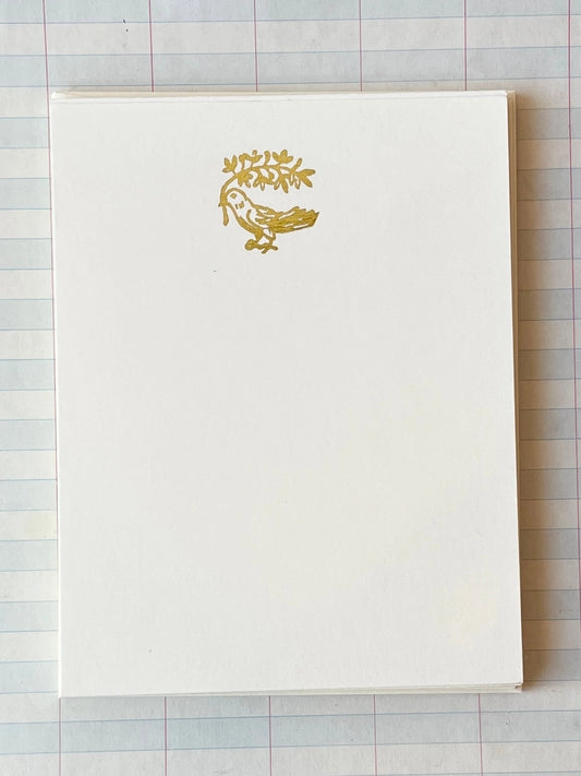 Stationery Set - Pressed Gold Foil - Bird with Sprig