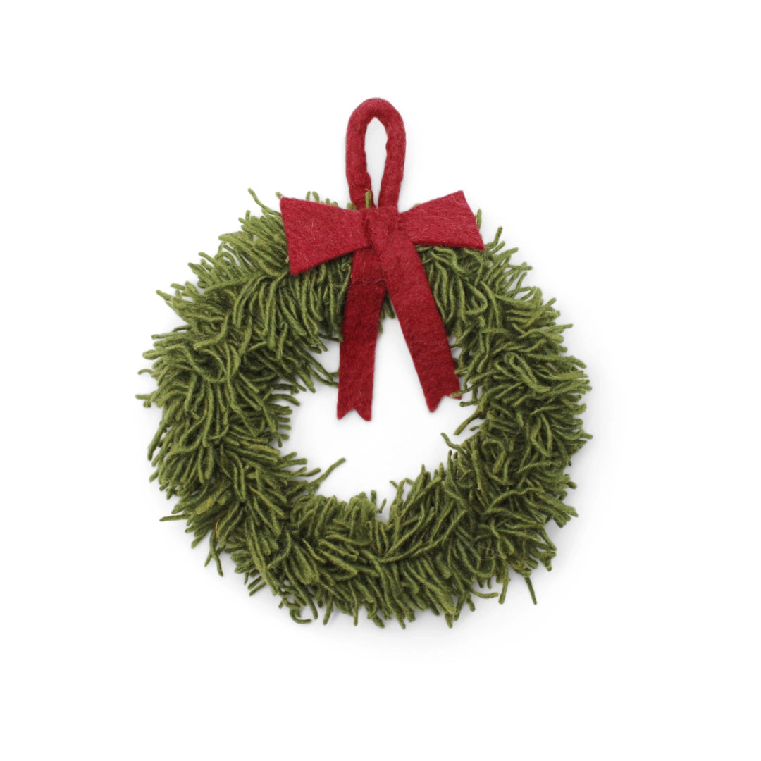 Ornament - Wreath Small with Red Bow