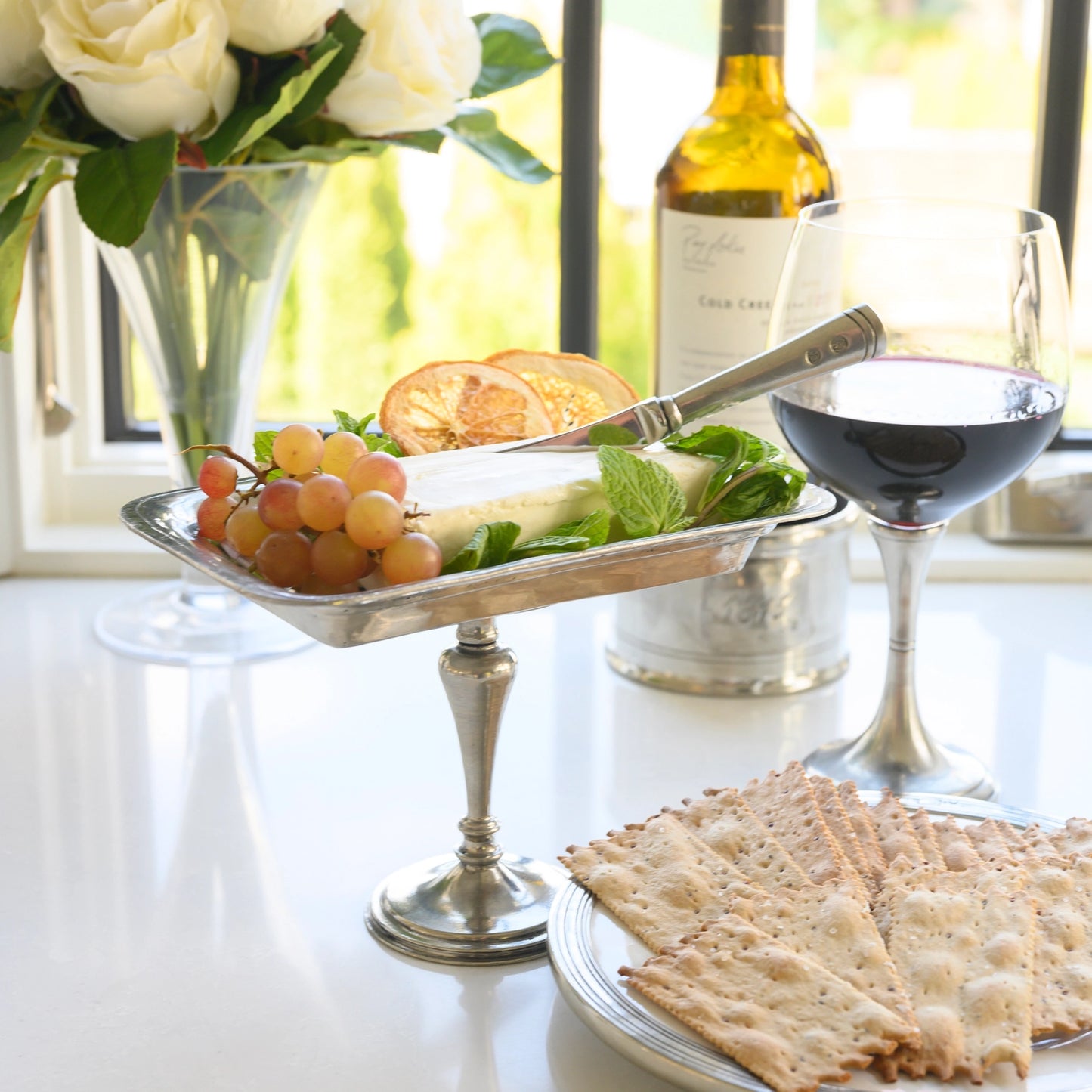 Pewter Pedestal Dish Rectangular