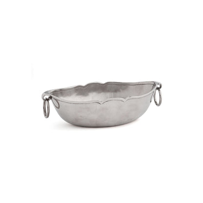 Pewter Peltro Oval Bowl with Rings