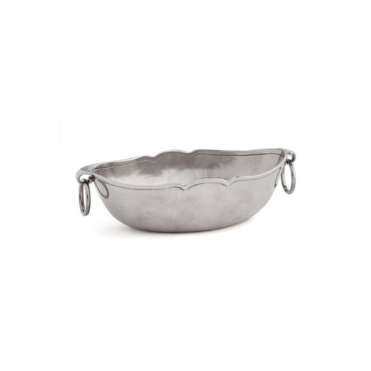 Pewter Peltro Oval Bowl with Rings