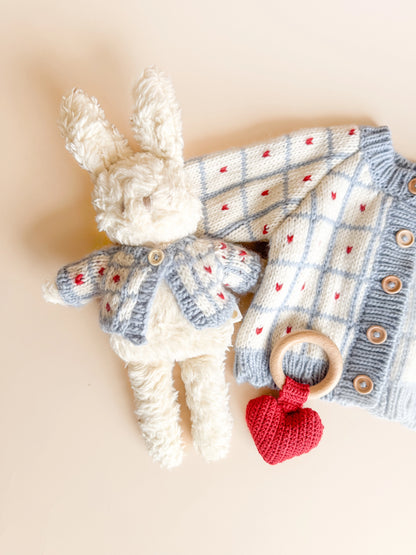 Sherpa Bear & Bunny Sweater - Windowpane Heart