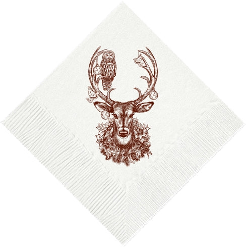 Paper Cocktail Napkins - Christmas Deer