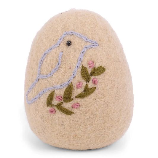 Ornament - Egg with Bird - Light Yellow