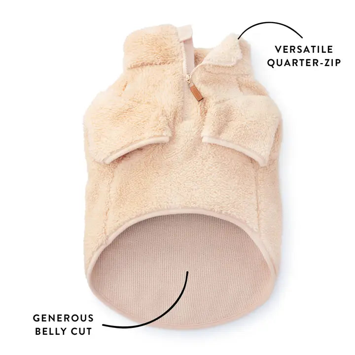 Dog Jacket - Wheat Sherpa Quarter Zip