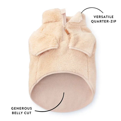 Dog Jacket - Wheat Sherpa Quarter Zip