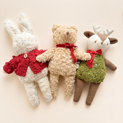 Sherpa Bear with Velvet Bow - Red