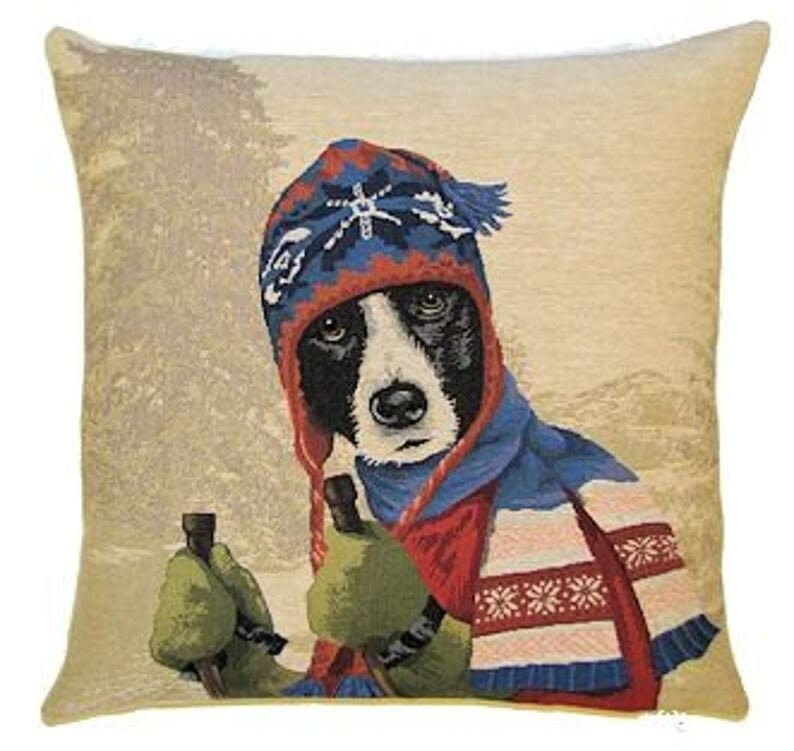 Pillow - Nordic Skier Border Collie
