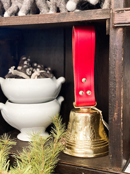 Solid Brass Sleigh Bells - Swiss Cow Bell Solid Brass #4 - Red