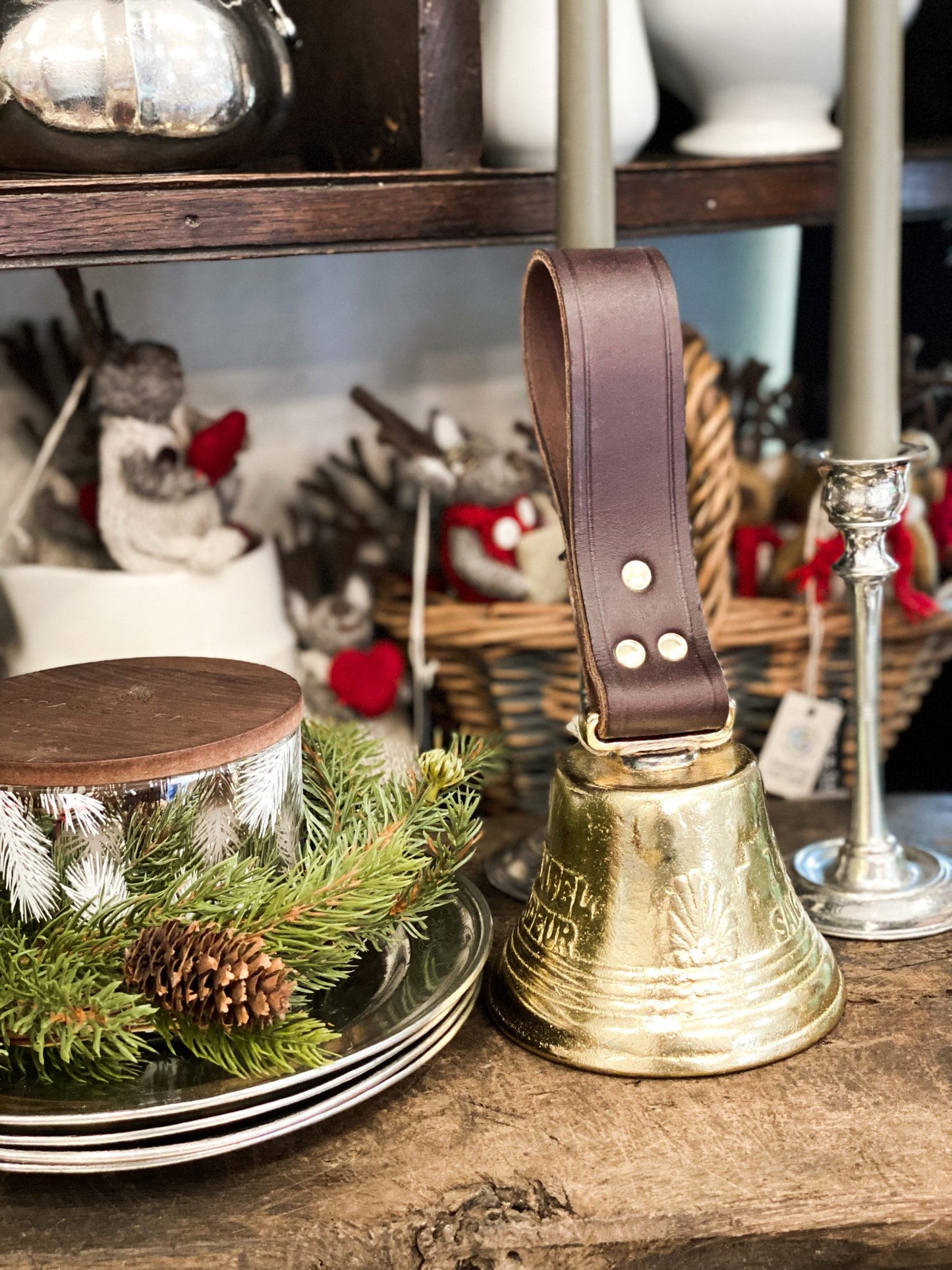 Solid Brass Sleigh Bells - Swiss Cow Bell Solid Brass #4 - Dark Brown
