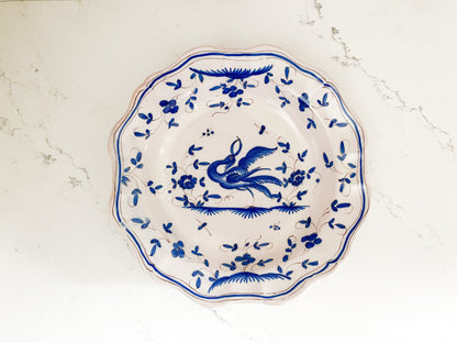 Antique 20th c. Blue & White Moustiers Round Serving Bowl
