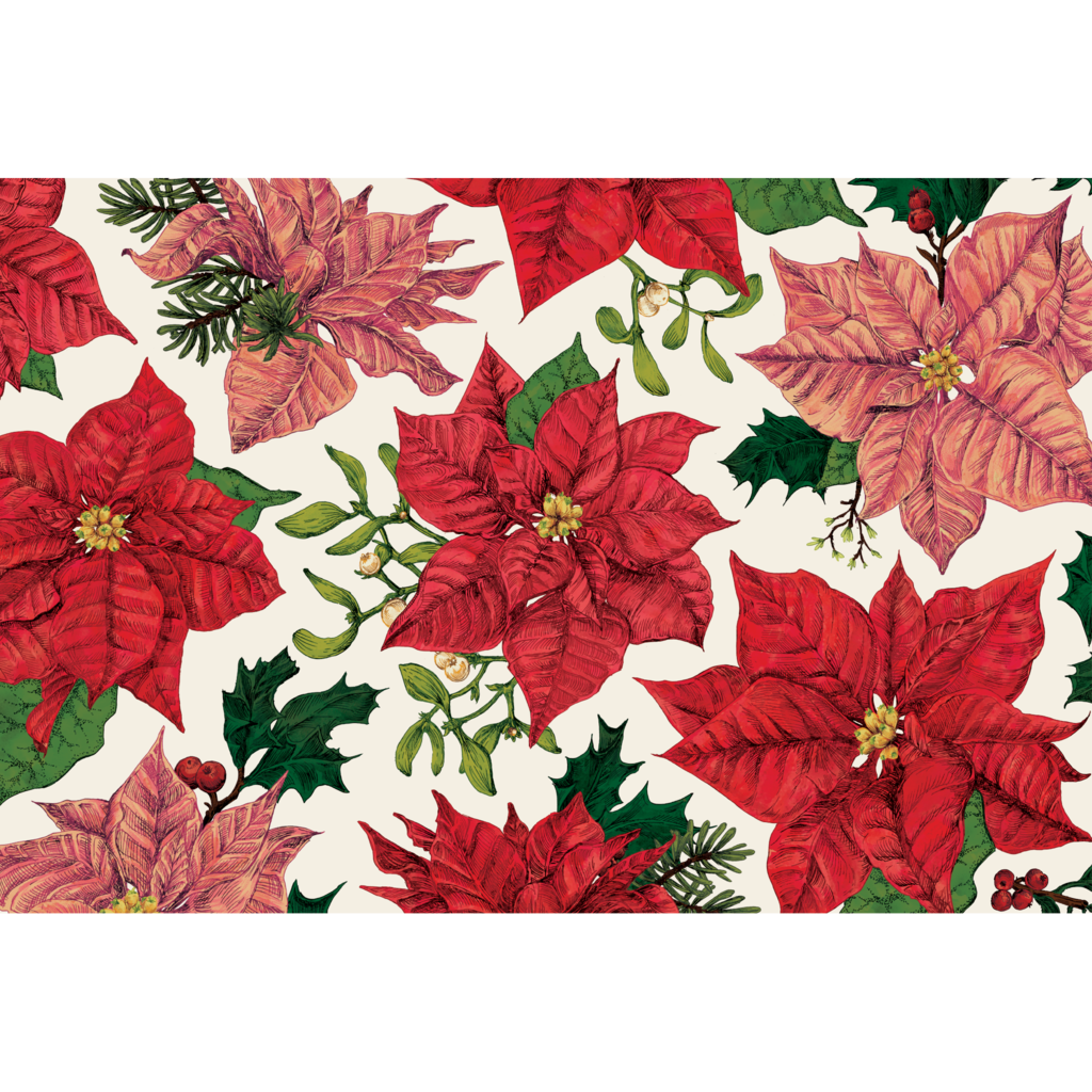 Paper Placemats - Festive Poinsettias (24 sheets)