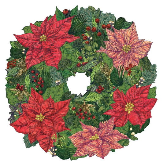Paper Placemats - Poinsettia Wreath (12 sheets)