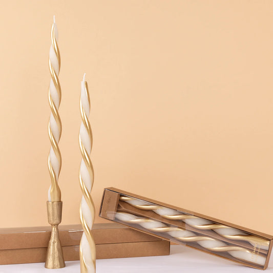 Taper Candle - Gold Stripe Twist