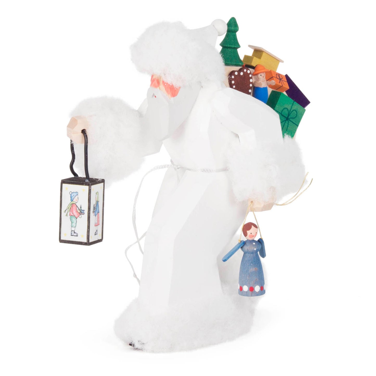 Santa Carved White with Lantern