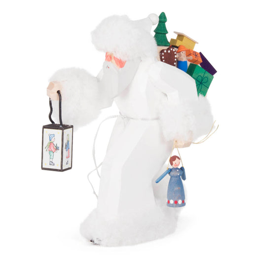 Santa Carved White with Lantern