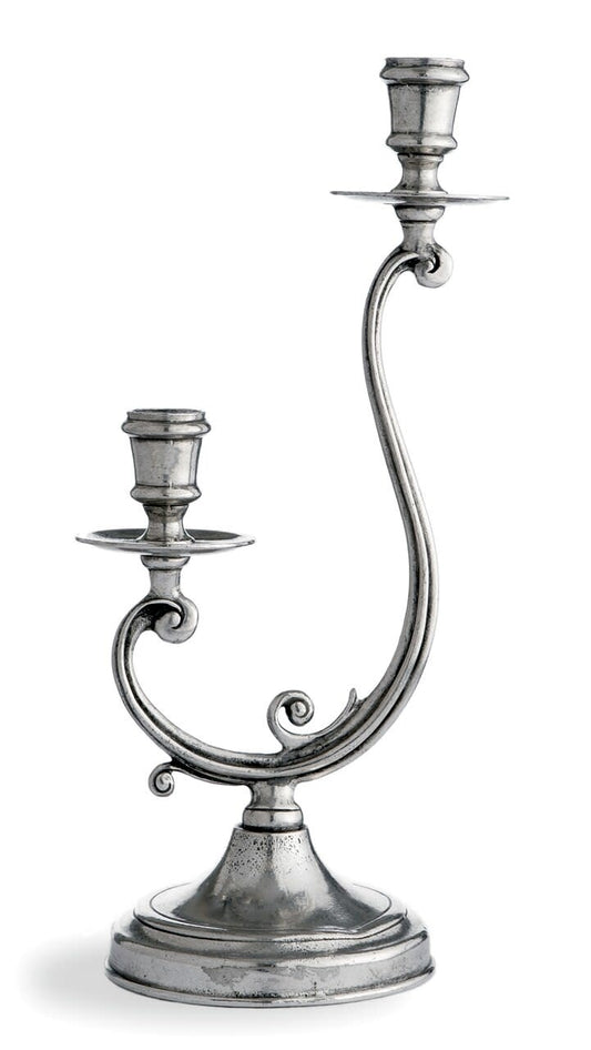 Pewter Candlestick 2-Arm