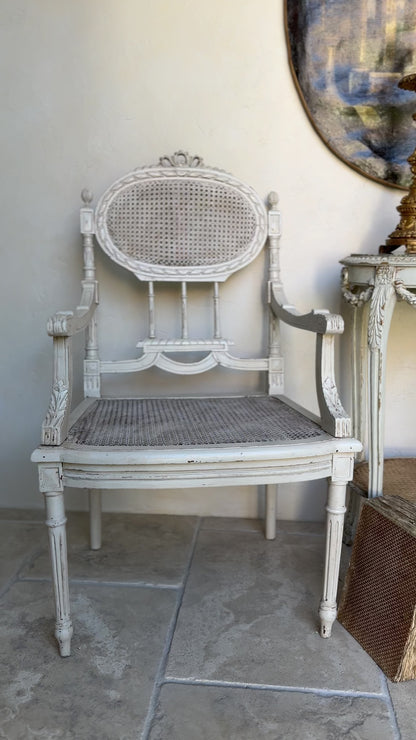 Antique 19th c. French Louis XVI Style Cane Chairs (pair)