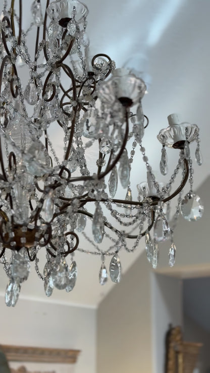 Antique 19th c. French Louis XV Style Crystal Chandelier - Two Tier