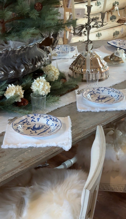 Vintage 20th c. Blue & White Moustiers Pasta Bowl
