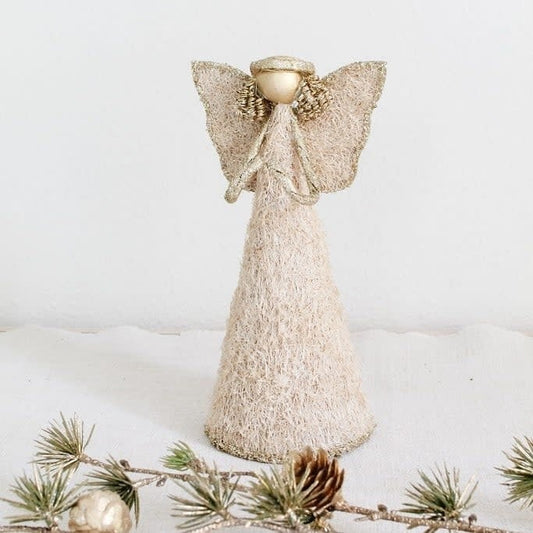 Tabletop - Angel - Abaca Glittered Natural 9”