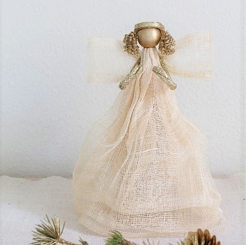 Tabletop/Tree Topper - Angel - Sinamay with Layered Dress 9”