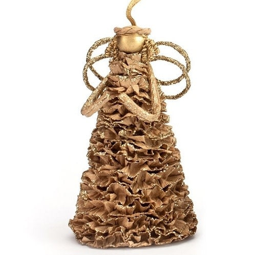 Ornament - Angel - Ruffled Paper with Layered Dress 6"