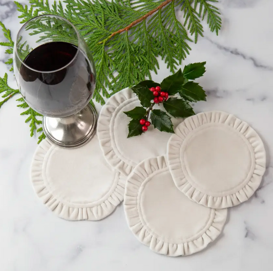 Cocktail Napkin Set - Velvet Round Ruffle