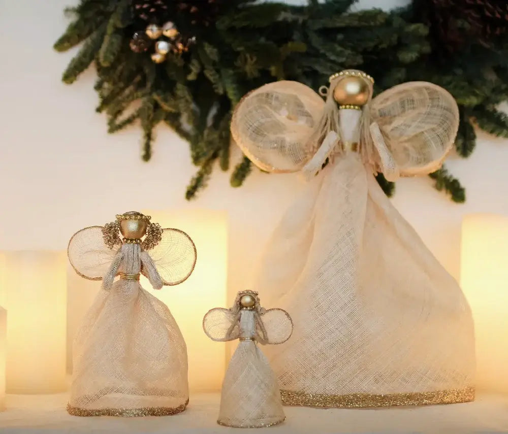 Tabletop - Angel - Sinamay with Glittered Edges 8"