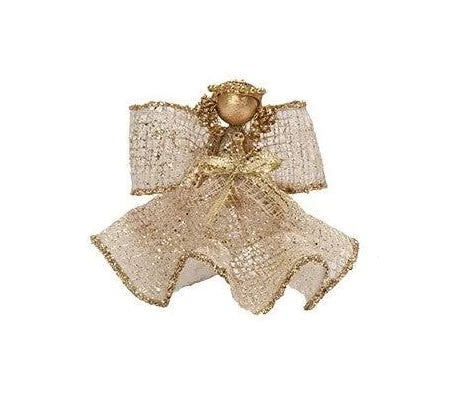 Ornament - Angel - Sinamay with Bow Gold 3.5"