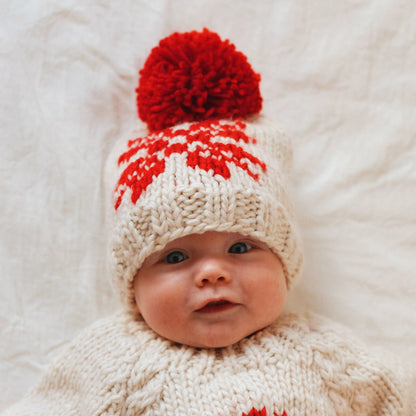 Baby Hat - Snowflake Red