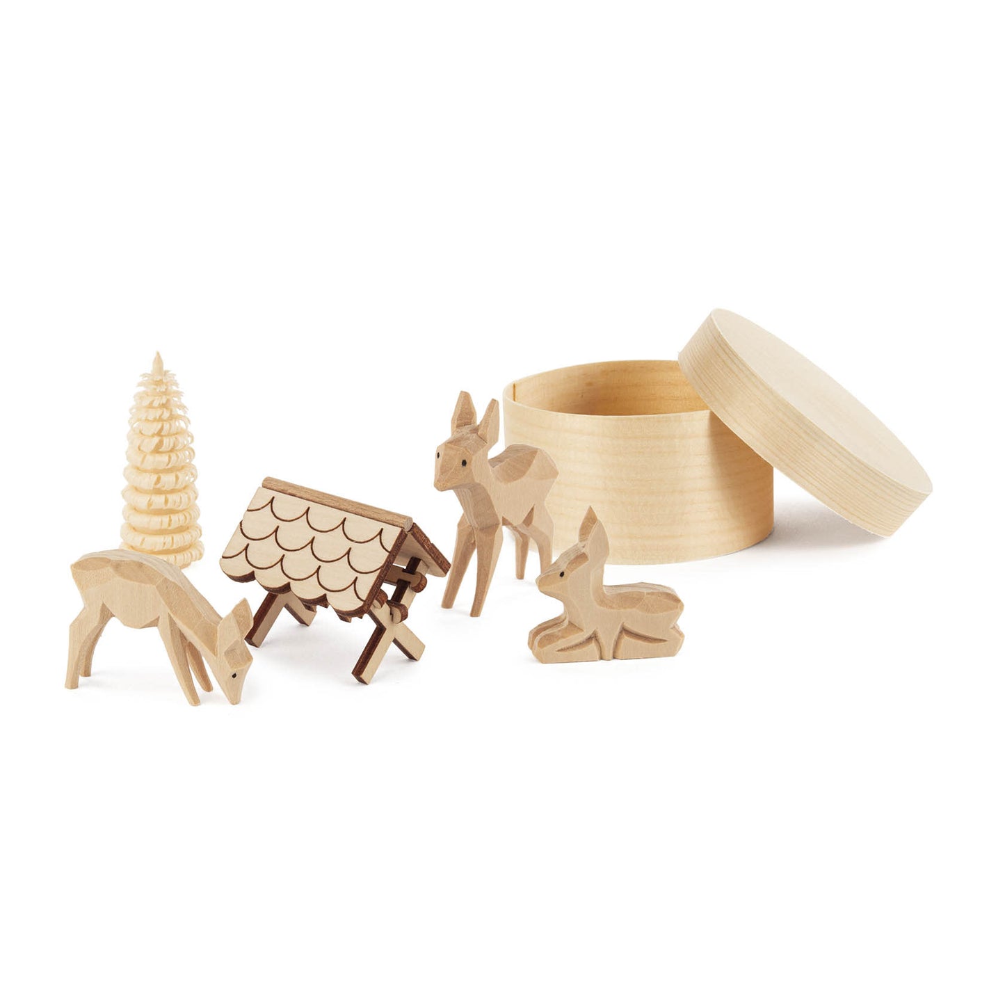 Feeding Station in Wood Box (3 Deer,1 Tree,1Shelter)