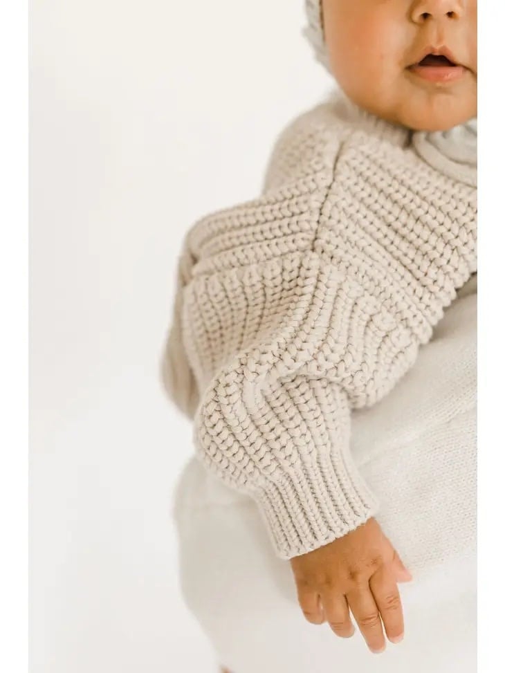 Baby Chunky Knit Sweater - Stone 1-2Y