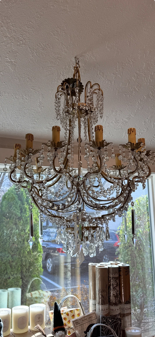 Antique 19th Century French Crystal Chandelier (12-Light)