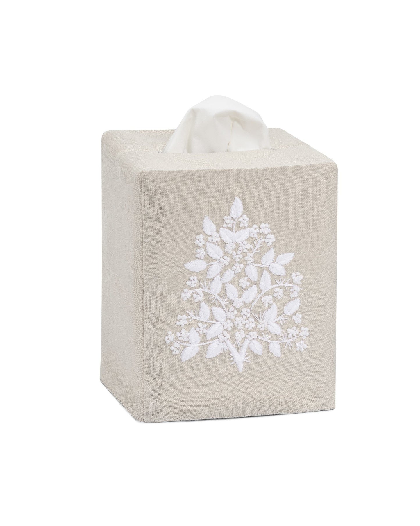 Tissue Box Cover - Jardin Taupe with White