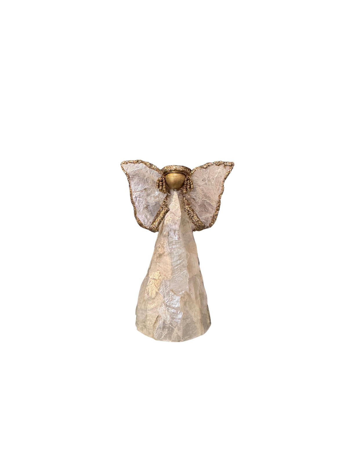 Ornament - Angel - Capiz Flakes Gold 4.5"